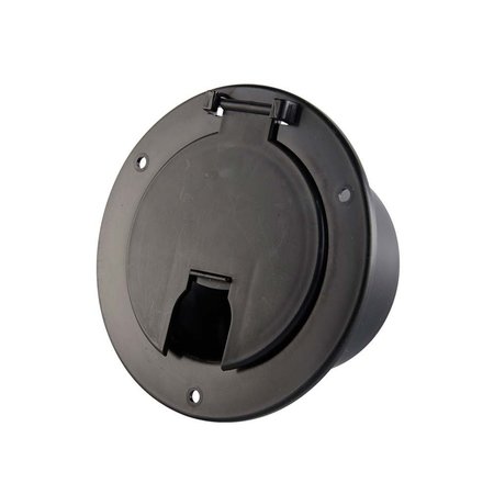 SUPERIOR ELECTRIC Deluxe Round Electric Cable Hatch with Back for 30A & 50A Cords - Black RVA1569